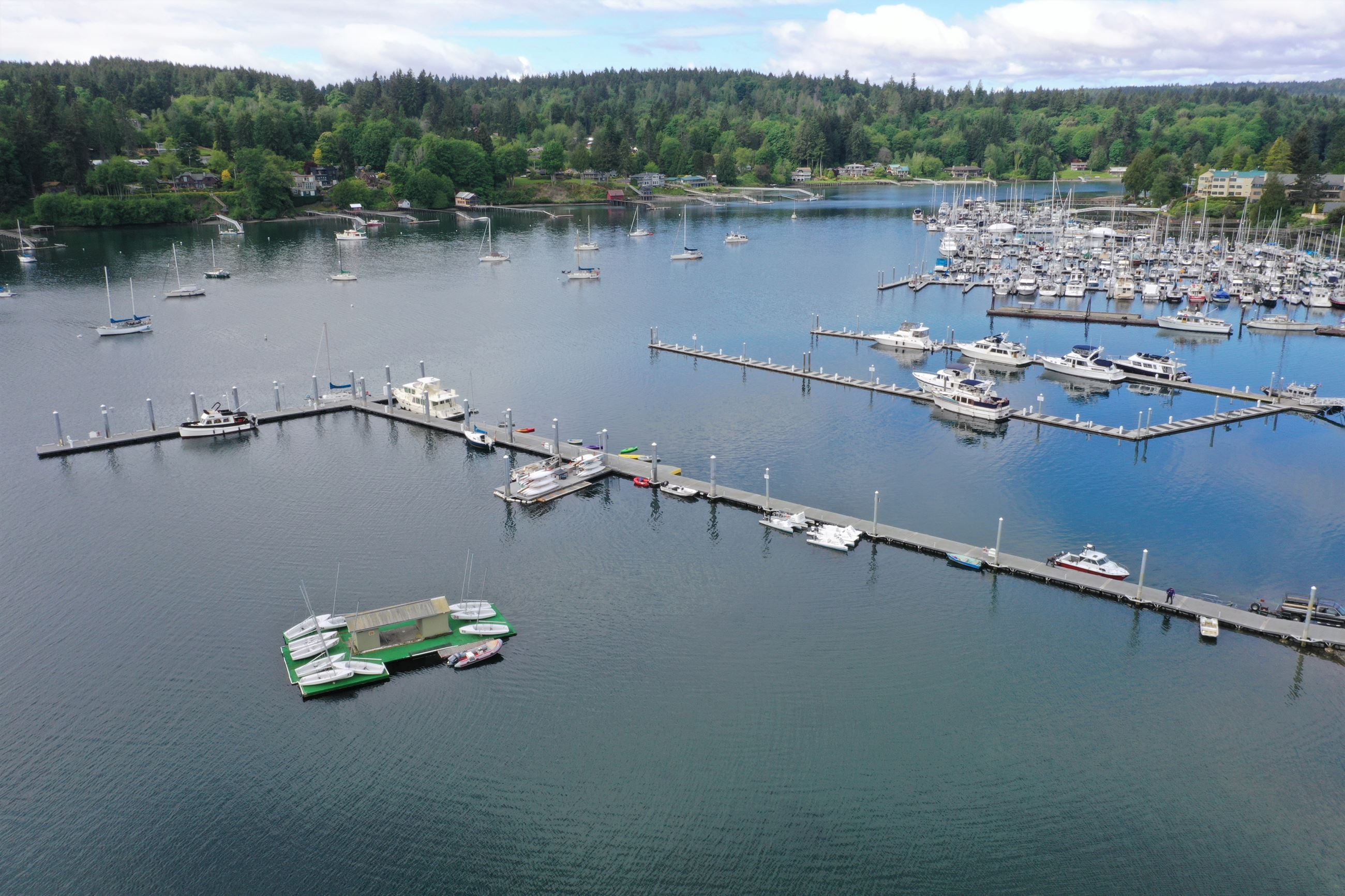 Aerial of Eagle Harbor Waterfront Park City Dock 2020